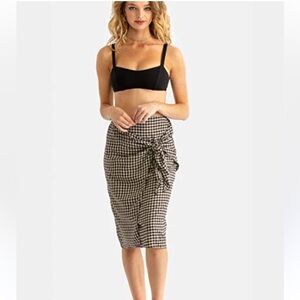 MADEWELL Tavik® Gingham Penny Wrap Skirt / MEDIUM / BLK/TAP